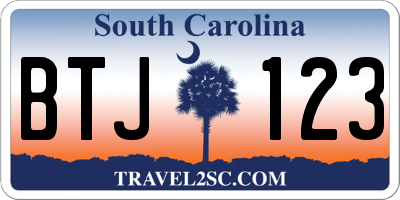 SC license plate BTJ123