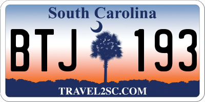 SC license plate BTJ193