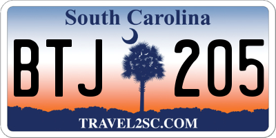SC license plate BTJ205