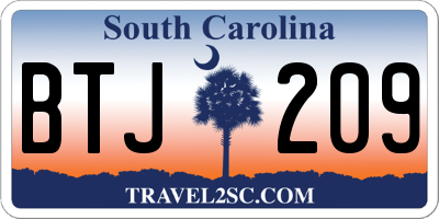 SC license plate BTJ209