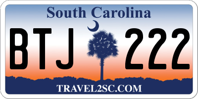SC license plate BTJ222