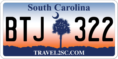 SC license plate BTJ322