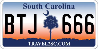 SC license plate BTJ666