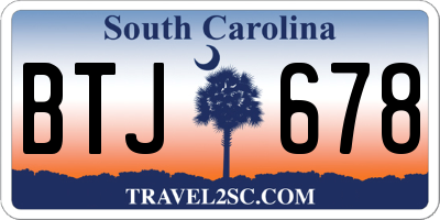 SC license plate BTJ678