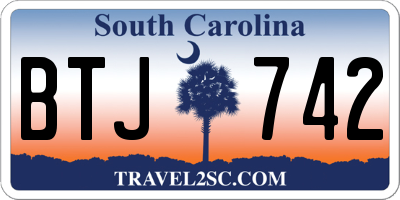 SC license plate BTJ742