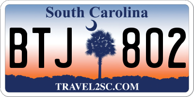 SC license plate BTJ802