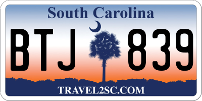 SC license plate BTJ839