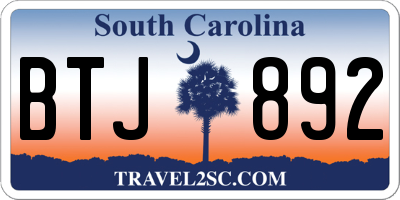 SC license plate BTJ892