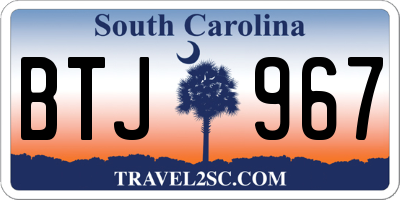 SC license plate BTJ967