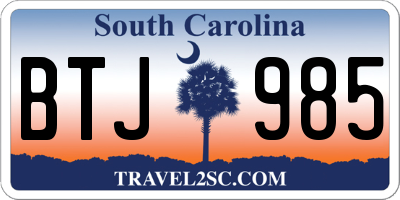 SC license plate BTJ985