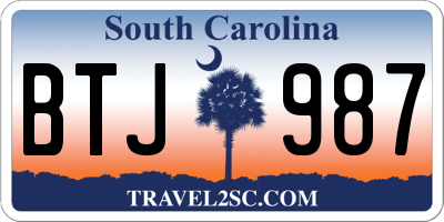 SC license plate BTJ987