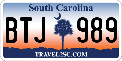 SC license plate BTJ989