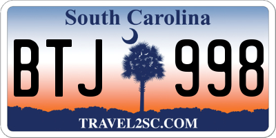 SC license plate BTJ998