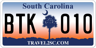SC license plate BTK010