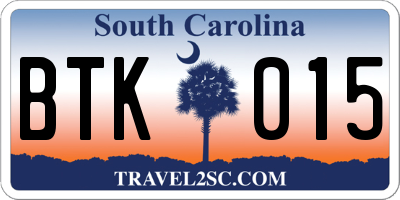 SC license plate BTK015