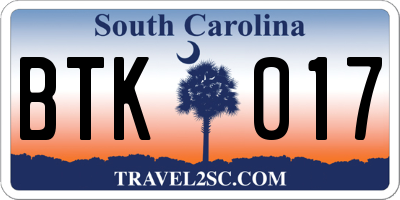 SC license plate BTK017