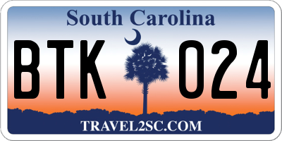 SC license plate BTK024