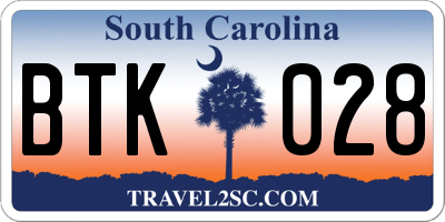 SC license plate BTK028