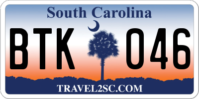 SC license plate BTK046