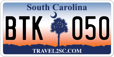 SC license plate BTK050