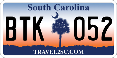 SC license plate BTK052