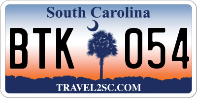 SC license plate BTK054