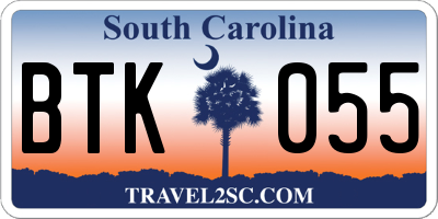 SC license plate BTK055