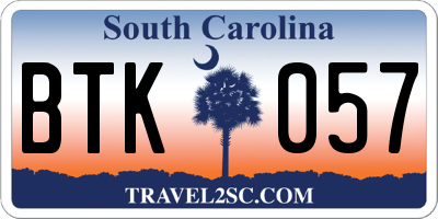 SC license plate BTK057