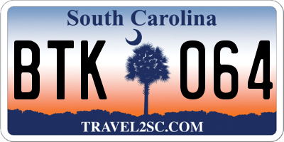 SC license plate BTK064