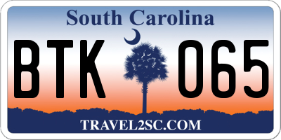 SC license plate BTK065