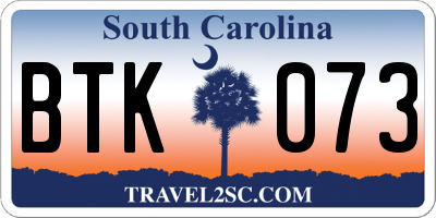 SC license plate BTK073