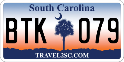 SC license plate BTK079