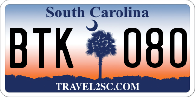 SC license plate BTK080