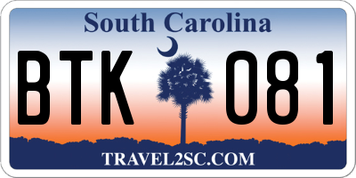 SC license plate BTK081