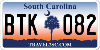 SC license plate BTK082