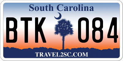 SC license plate BTK084