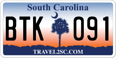 SC license plate BTK091
