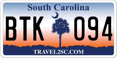 SC license plate BTK094