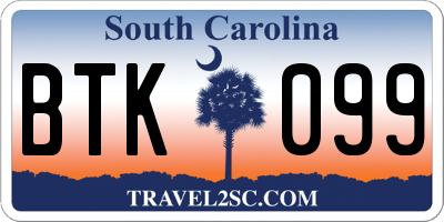 SC license plate BTK099
