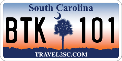 SC license plate BTK101