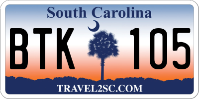 SC license plate BTK105