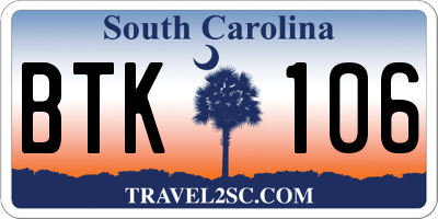 SC license plate BTK106
