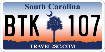 SC license plate BTK107