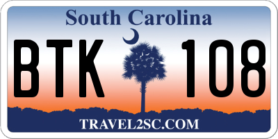 SC license plate BTK108