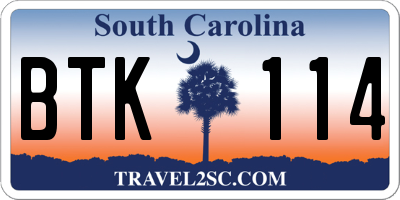 SC license plate BTK114