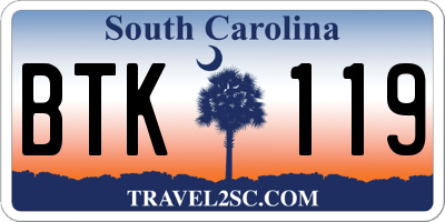 SC license plate BTK119