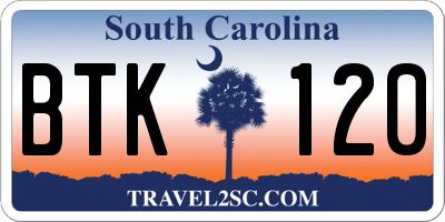 SC license plate BTK120