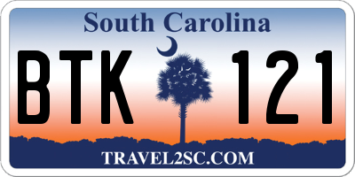 SC license plate BTK121