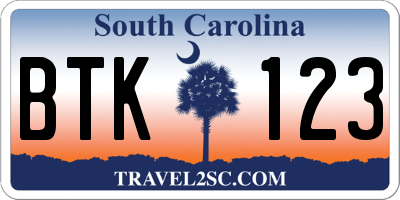 SC license plate BTK123