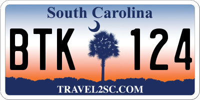 SC license plate BTK124